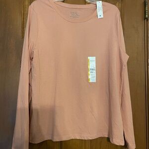 Time and Tru Women's Dark Peach/Clay Long Sleeve Top, NWT, Size Large